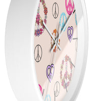 Retro Pastel Peace Signs Print Wall Clock! Perfect For Gifting! Free Shipping!!! 3 Colors Available!