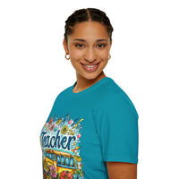 The Teacher Floral School Bus Unisex Graphic Tees! All New Heather Colors!!! Free Shipping!!! Back To School!