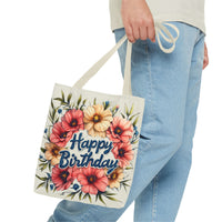 Happy Birthday Floral Tote Bag! Re-use/Re-cycle!