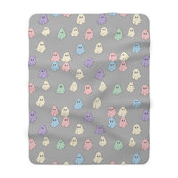 Pastel Happy Little Retro Ghost Sherpa Fleece Blanket! Halloween!