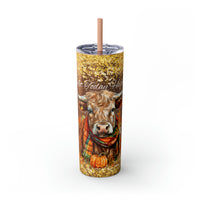 Not Today Heifer Highlander Cow Fall Vibes Skinny Tumbler with Straw, 20oz! Multiple Colors!