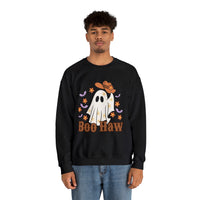 Boo Haw Retro Ghost Unisex Heavy Blend Crewneck Sweatshirt! Halloween! Fall Vibes!