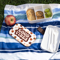 Good Vibes Retro Brown Floral Bento Lunch Box! Free Shipping!!! Great For Gifting! BPA Free!