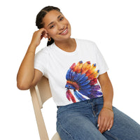 Indian Head Dress Colorful Rainbow Unisex Graphic Tees! Summer Vibes! All New Heather Colors!!! Free Shipping!!!