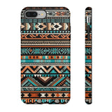 Teal and Orange Aztec Tough Cases! Cellphone Cases! Multiple Sizes Available! Apple iPhone, Samsung Galaxy, and Google Pixel devices!