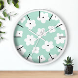 Retro Pastel Green Florals Print Wall Clock! Perfect For Gifting! Free Shipping!!! 3 Colors Available!