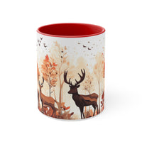 Autumn Orange and Black Deer and Doe Antler Forest Accent Coffee Mug, 11oz! Multiple Colors Available! Fall Vibes!