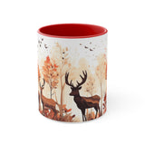 Autumn Orange and Black Deer and Doe Antler Forest Accent Coffee Mug, 11oz! Multiple Colors Available! Fall Vibes!