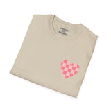 Valentines Day Pink Plaid Heart Basics Wear Anywhere Unisex Graphic Tee! All New Heather Colors!!! Free Shipping!!!