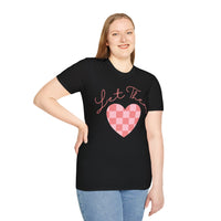 Valentines Day Let Them Plaid Pink Heart Unisex Graphic Tee! All New Heather Colors!!! Free Shipping!!!