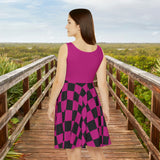 Hot Pink Plaid and Black Print Women's Fit n Flare Dress! Free Shipping!!! New!!! Sun Dress! Beach Cover Up! Night Gown! So Versatile!
