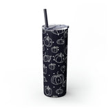 Polka Dot Pumpkin Thanksgiving Fall Vibes Skinny Tumbler with Straw, 20oz! Multiple Colors Available!