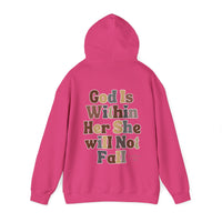 Beige God is Within Her She Will Not Fall Psalms 46:5 Back Designs Unisex Heavy Blend Hooded Sweatshirt! Free Shipping!!!