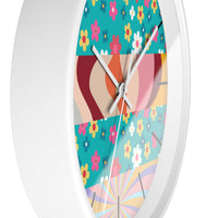 Groovy Floral Quilt in Teal and Pink Print Wall Clock! Perfect For Gifting! Free Shipping!!! 3 Colors Available!