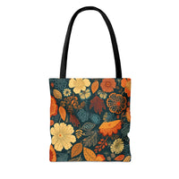 Golden Navy Denim Florals Fall Vibes Tote Bag!