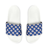 Vibrant Blue Daisy Flower Print Summer Beach Slides, Women's PU Slide Sandals! Free Shipping!!!