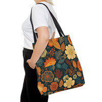 Golden Navy Denim Florals Fall Vibes Tote Bag!