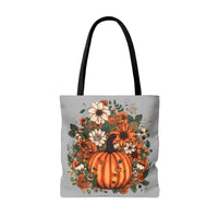 Steel Grey Ivy Covered Orange Pumpkin Fall Vibes Tote Bag!