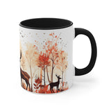 Autumn Orange and Black Deer and Doe Antler Forest Accent Coffee Mug, 11oz! Multiple Colors Available! Fall Vibes!