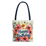 Happy Birthday Floral Tote Bag! Re-use/Re-cycle!