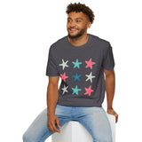 Pink and Blue Star Fish Medley Unisex Graphic Tees! Summer Vibes! All New Heather Colors!!! Free Shipping!!!