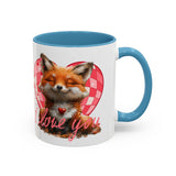 Disco Fox I Love You Valentines Day Accent Coffee Mug (11, 15oz)! Free Shipping! Microwave and Dishwasher Safe! BPA Free