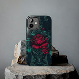 Stained Glass Teal and Roses Gothic Inspired Halloween Tough Phone Cases! Fall Vibes!