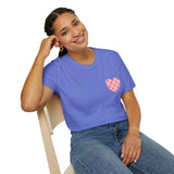 Valentines Day Pink Plaid Heart Basics Wear Anywhere Unisex Graphic Tee! All New Heather Colors!!! Free Shipping!!!