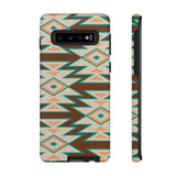 Teal and Brown Aztec Tough Cases! Cellphone Cases! Multiple Sizes Available! Apple iPhone, Samsung Galaxy, and Google Pixel devices!