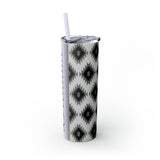 Custom Name Black and White Aztec Printed Skinny Tumbler with Straw, 20oz! Multiple Colors!