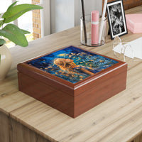 Follow Your Heart Boho Moon Garden Jewelry Box! Ceramic Tile Top! Fast and Free Shipping!!!