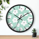 Retro Pastel Green Florals Print Wall Clock! Perfect For Gifting! Free Shipping!!! 3 Colors Available!