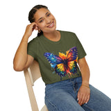 Spring Rainbow Butterfly Unisex Graphic Tees! Spring Vibes! All New Heather Colors!!! Free Shipping!!!