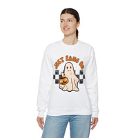 Just Fang On Retro Ghost Unisex Heavy Blend Crewneck Sweatshirt! Halloween! Fall Vibes!