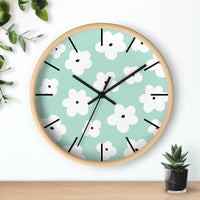 Retro Pastel Green Florals Print Wall Clock! Perfect For Gifting! Free Shipping!!! 3 Colors Available!