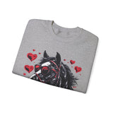 Valentines Day Black Horse Red Hearts Edition Unisex Sweatshirt! Retro! Free Shipping!!!