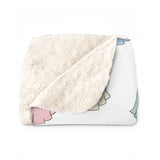 White Pastel Happy Little Retro Ghost Sherpa Fleece Blanket! Halloween!