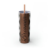 Custom Name Black and White Aztec Printed Skinny Tumbler with Straw, 20oz! Multiple Colors!