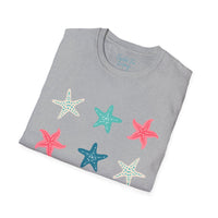 Pink and Blue Star Fish Medley Unisex Graphic Tees! Summer Vibes! All New Heather Colors!!! Free Shipping!!!