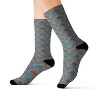 Vintage Western Grey Aztec Print Socks! 3 Sizes Available! Fast and Free Shipping!!! Giftable!