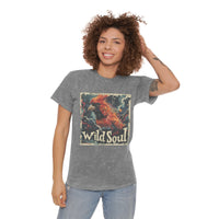 Wild Soul Red Bird Stamp Distressed Unisex Mineral Wash T-Shirt! New Colors! Free Shipping!!!