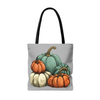 Steel Blue Grey Pumpkin Stack Fall Vibes Tote Bag!