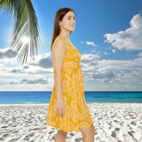 Western Yellow and White Bandana Print Women's Fit n Flare Dress! Free Shipping!!! New!!! Sun Dress! Beach Cover Up! Night Gown! So Versatile!