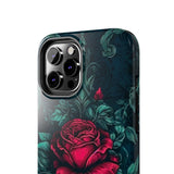 Stained Glass Teal and Roses Gothic Inspired Halloween Tough Phone Cases! Fall Vibes!