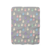 Pastel Happy Little Retro Ghost Sherpa Fleece Blanket! Halloween!