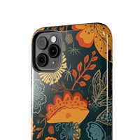 Fall Florals Navy Blue and Orange Tough Phone Cases! Fall Vibes!