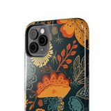 Fall Florals Navy Blue and Orange Tough Phone Cases! Fall Vibes!