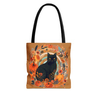 Pastel Swirl Halloween Black Cat Fall Vibes Tote Bag!