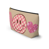 Pink Retro Cream Smiley Accessory Pouch, Check Out My Matching Weekender Bag! Free Shipping!!!