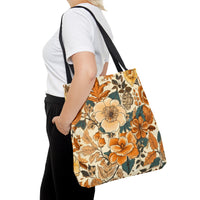 Golden Denim Florals Fall Vibes Tote Bag!